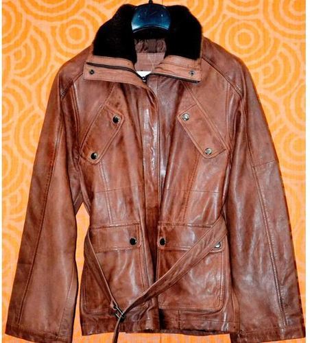Plain Brown Men Leather Coats