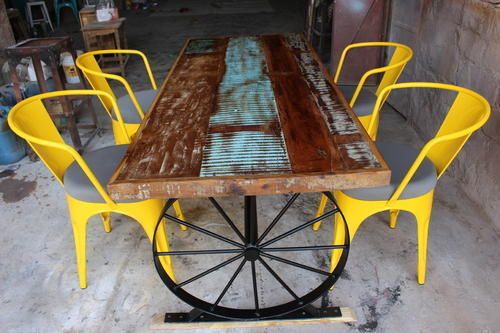 Industrial Vintage Metal Cycle Wind Wheel Type Dining Table