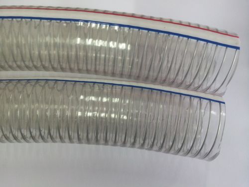 PVC Steel Wire Reinforced Hose - Light Duty 3/8" to 4", Heavy Duty 1/4" to 10", Food Grade and Anti-Static Options Available