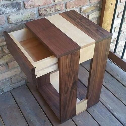 Wooden Stool With Drawer