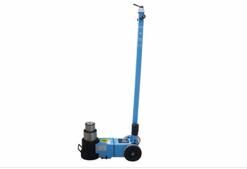 Blue 80 Ton Pneumatic Hydraulic Jack With Two Large Rubber Wheels