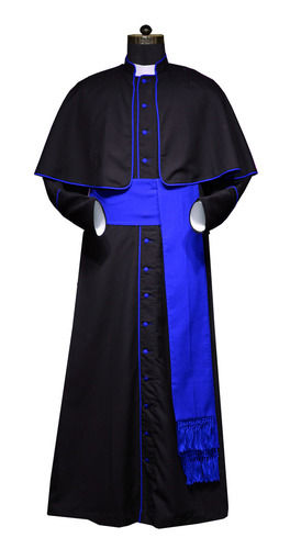 Black Roman Style Cassock With Trims - Church Vestments at Best