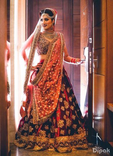 maroon heavy bridal lehenga