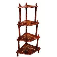 Dark Brown Color Corner Shelf Stand