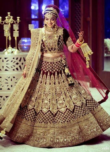 maroon wedding lehenga