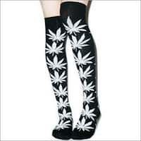 Cotton Flower Designer Black Hosiery Stockings