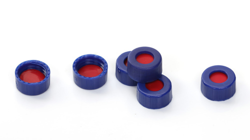 Blue Open-Topped Polypropylene Cap And Pre-Slit White PTFE