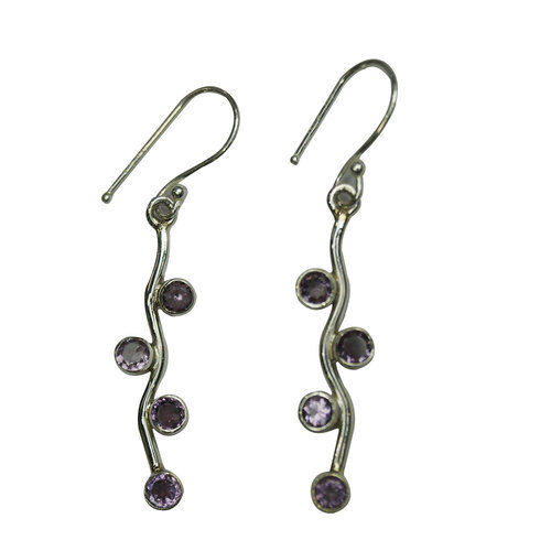 Amethyst Stud Silver Earrings