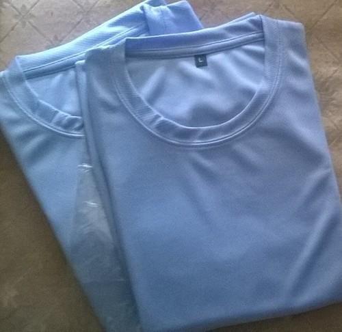 Mens Sky Blue Polyester T-shirt