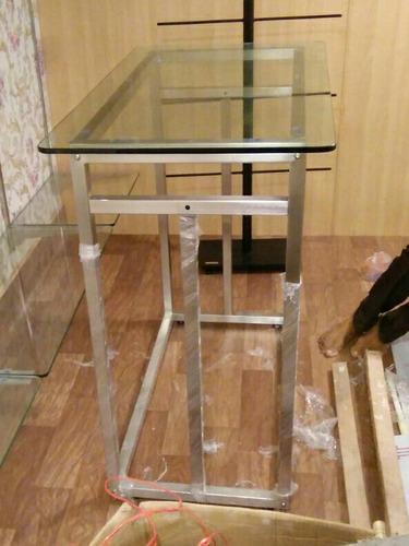 SS Display Table With Hanging Rod Below Glass Top