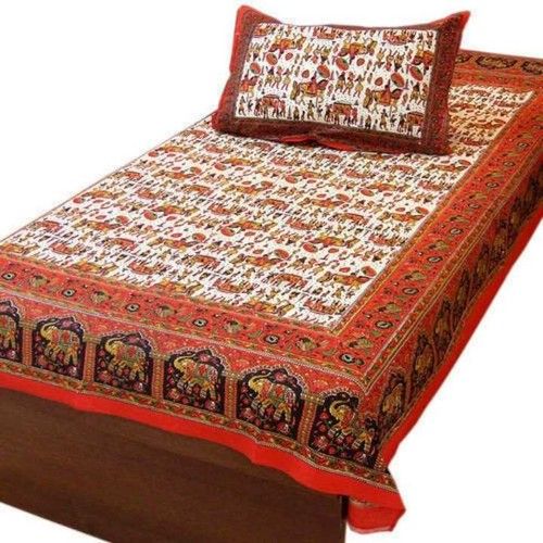 Cotton And Linen Chikan Mirror Bed Sheet