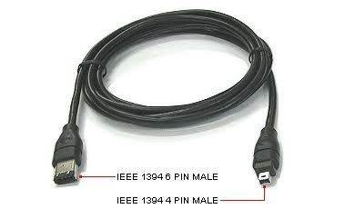 Ieee 1394 फायरवायर केबल 4 पिन से 6 पिन 1.8m