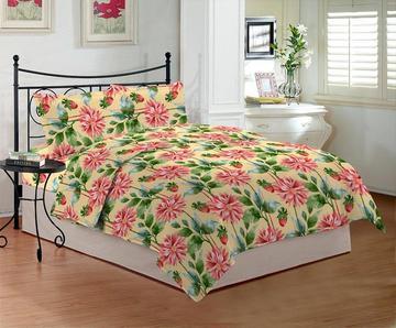 Red Poly Cotton Bedsheet With Two Pillow Covers