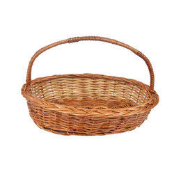 Bamboo Round Handle Oval Hamper Basket