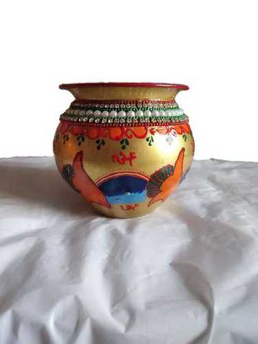 Metal Hand Painted Copper Handi