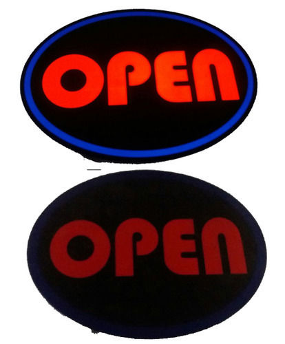 Black And Red Open Signage With Animated Sticker