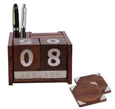 Wooden Mobile Coaster Cum Pen Holder Stand