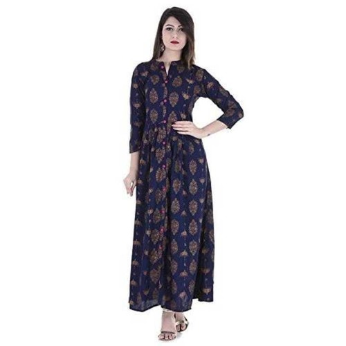 Washable Solid Umbrella Printed Kurti 