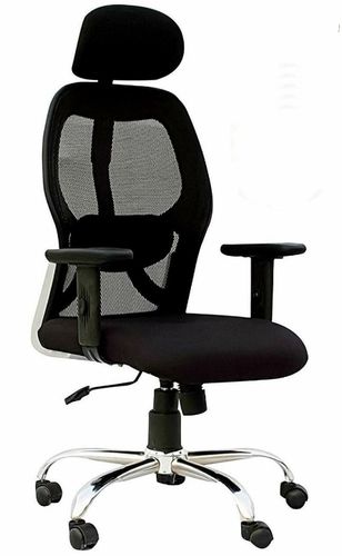 High Back Mesh Chair - 50 Inches Total Height, 36 Inches Back Height | Adjustable Headrest, Pneumatic Gas Lift, Chrome Plated Base, Nylon Casters