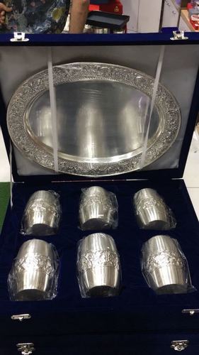 Silver Plated Glass Set With Tray