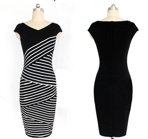 Stripe Midi Pencil Dress