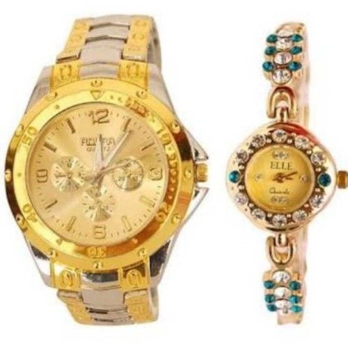 Wristwatches Fancy Golden Round Dial Wrist Watch 