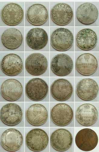 Antique 12 Indian British Coins