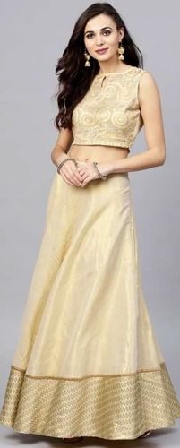 Modern Beige Embroidered Lehenga With Choli