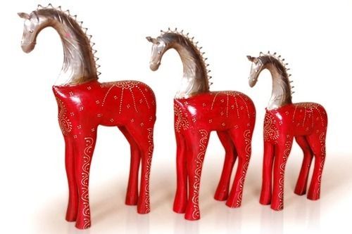 Wooden Metal Horse Set