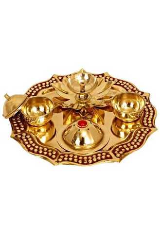 Designer Brass Pooja Thali Set