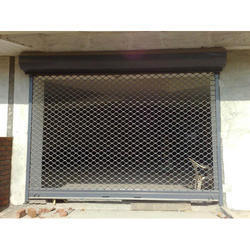 Grey Motorized Grill Rolling Shutter