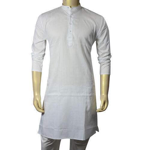 Anti Wrinkle White Cotton Latest Kurta