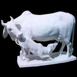 Marble Cow With Calf Statue