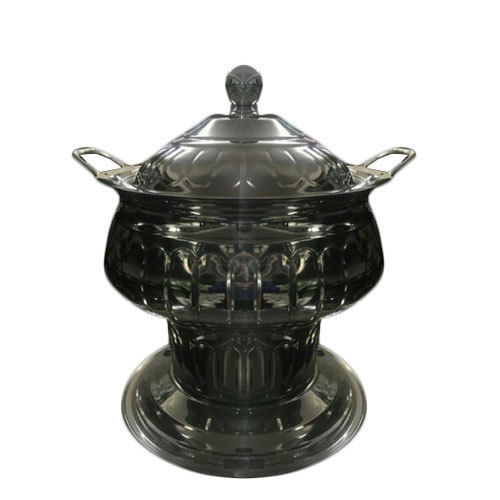 Round Chafing Dish - 5 Litre Polished Stainless Steel, Round Base Shape with 2 to 4 mm Thickness