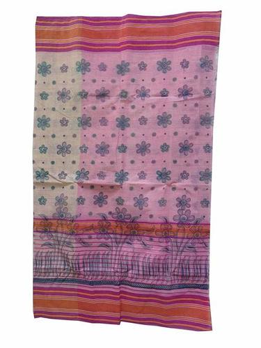 Women's Bengali Pure Cotton Handloom Daily Wear Tant Saree (Red ||Without  Blouse)