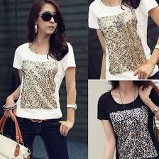 Ladies Sequin Half Sleeve T-Shirts