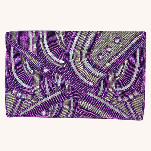 Purple Ladies Fancy Beaded Clutch