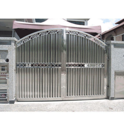 Stainless Steel Designer Gate - Customized Size, Silver Color | Elegant Swing Design for Enhanced Security and Aesthetic Appeal