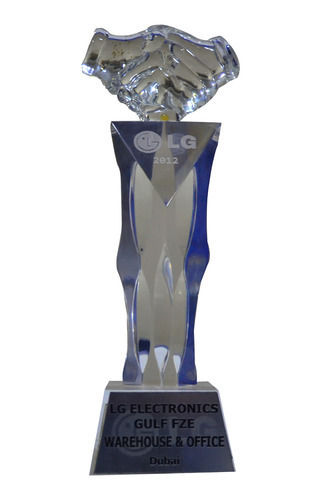 Designer Handshake Crystal Trophy