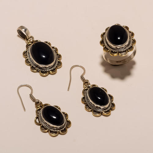 Sterling Silver Black Onyx Ring Set (22.0)