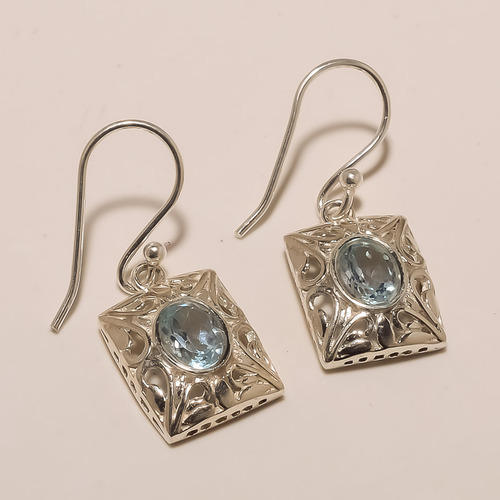 Sterling Silver Jewelry Blue Topaz Earring
