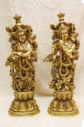 Brass Beautiful Radha Krishna Statue 21 X 7 X 5 Inch