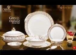 White Printed Crockery Set