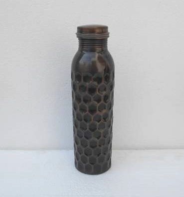 Copper Bottle Hammered With Antique Finish