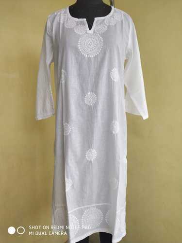 White Cotton Chikankari Kurti