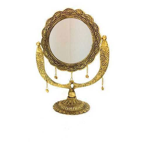 Round Gold Plated Decorative Mirror