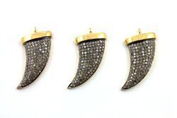 CZ Micro Pave Set Horn Pendant