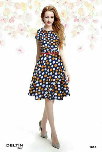 Designer Orange Dot Ladies Western Dress