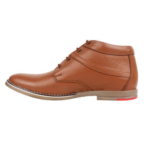 Men Leather Casual Shoes - Leather Upper, Tan Color | Intricate Design, Multi-Purpose Comfort