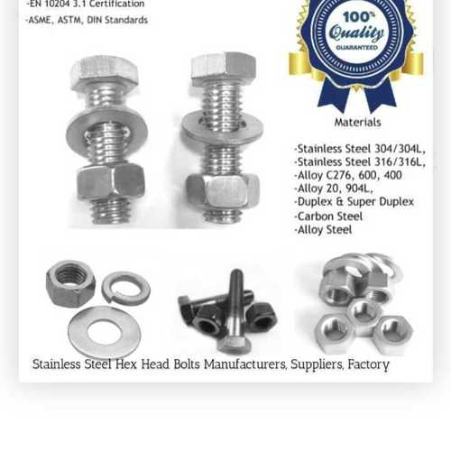 Stainless Steel Nut Bolts - S. S 304 and S. S 202 Grade | Durable, Corrosion-Resistant, Economical Quality